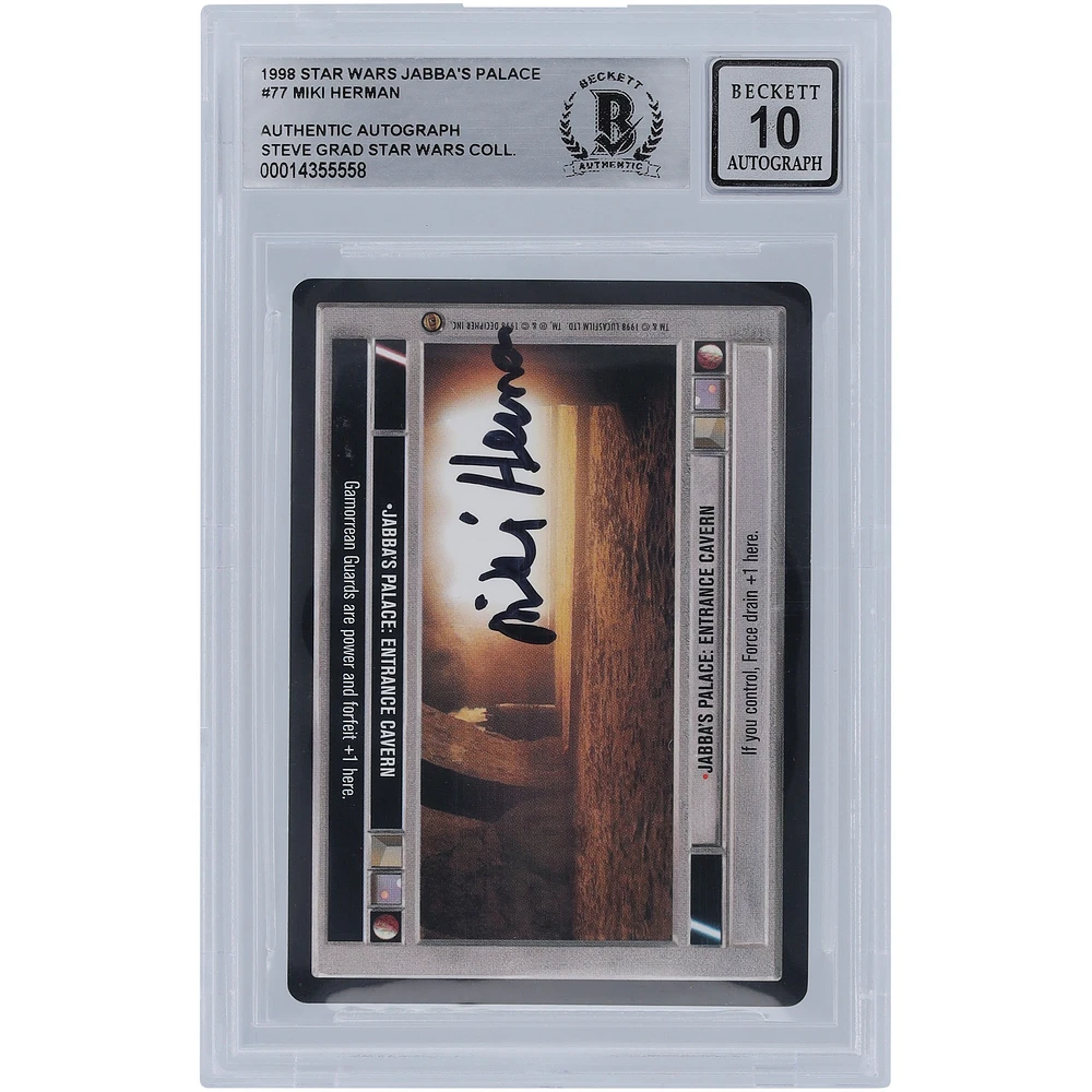 Miki Herman Star Wars Autographed 1998 CCG Jabba's Palace #77 BGS Authenticated 10 Card