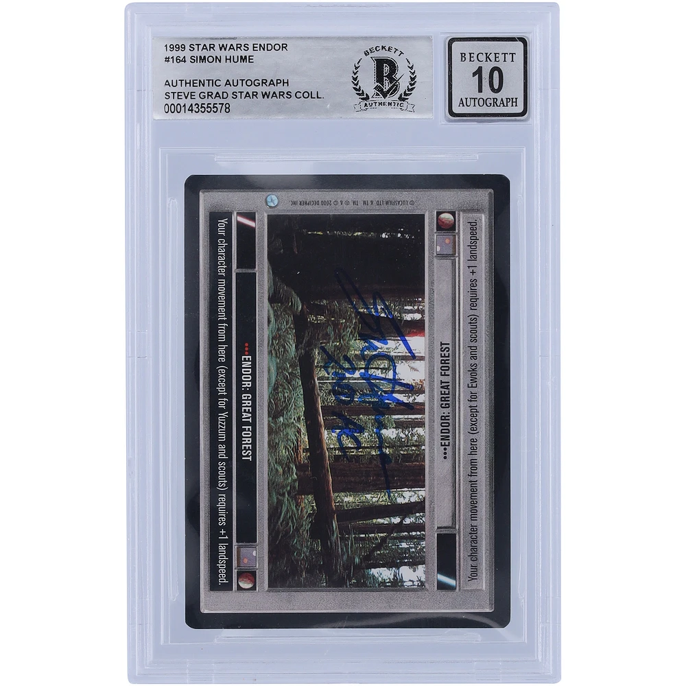 Simon Hume Star Wars Autographed 1999 CCG Endor #164 BGS Authenticated 10 Card with "2nd AC" Inscription