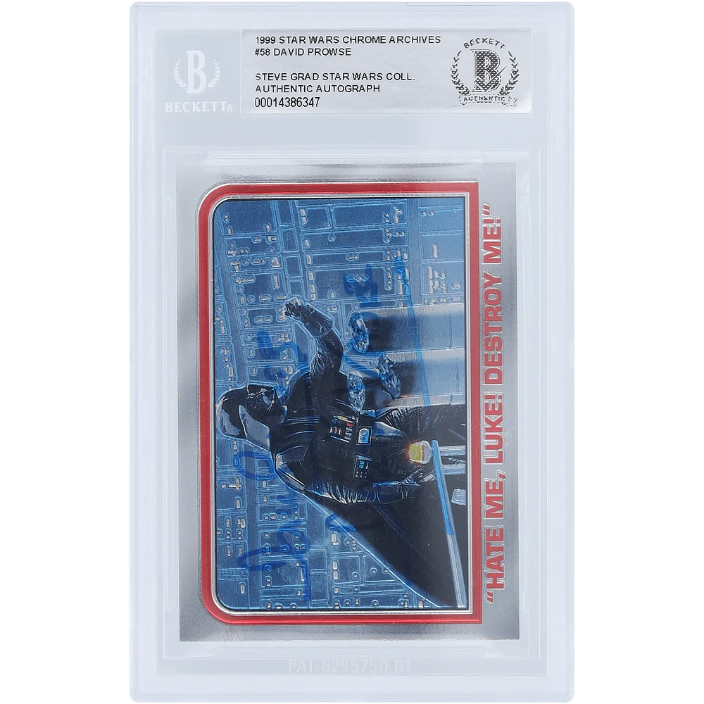 David Prowse Star Wars Autographed 1999 Topps Chrome Archives #58 BAS Authenticated Card with "Is Darth Vader" Inscription
