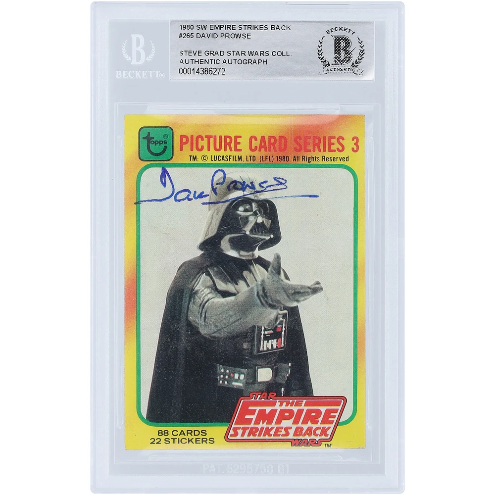 David Prowse Star Wars Autographed 1980 Topps The Empire Strikes Back Darth Vader #265 BAS Authenticated Card