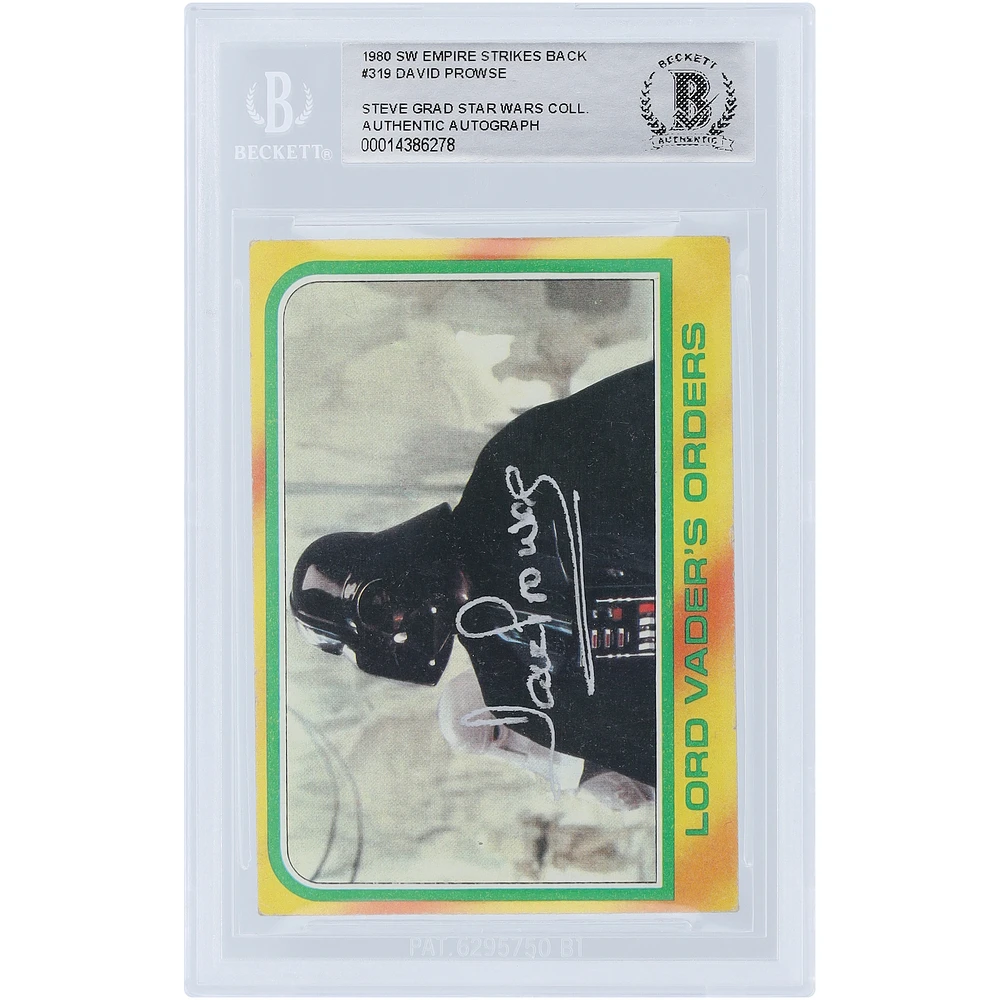 David Prowse Star Wars Autographed 1980 Topps The Empire Strikes Back Darth Vader #319 BAS Authenticated Card