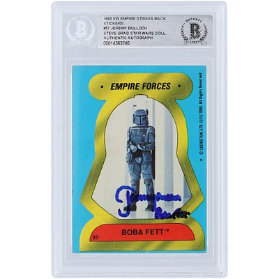Jeremy Bulloch Star Wars Autographed 1980 Topps The Empire Strikes Back Sticker #57 BAS Authenticated Card with "Boba Fett" Inscription