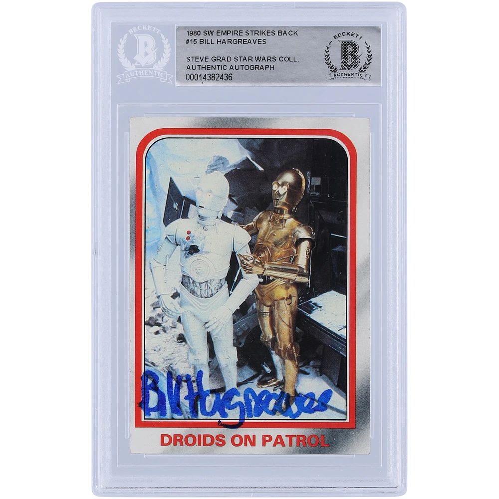 Bill Hargreaves Star Wars Autographed 1980 Topps The Empire Strikes Back #15 BAS Authenticated Card