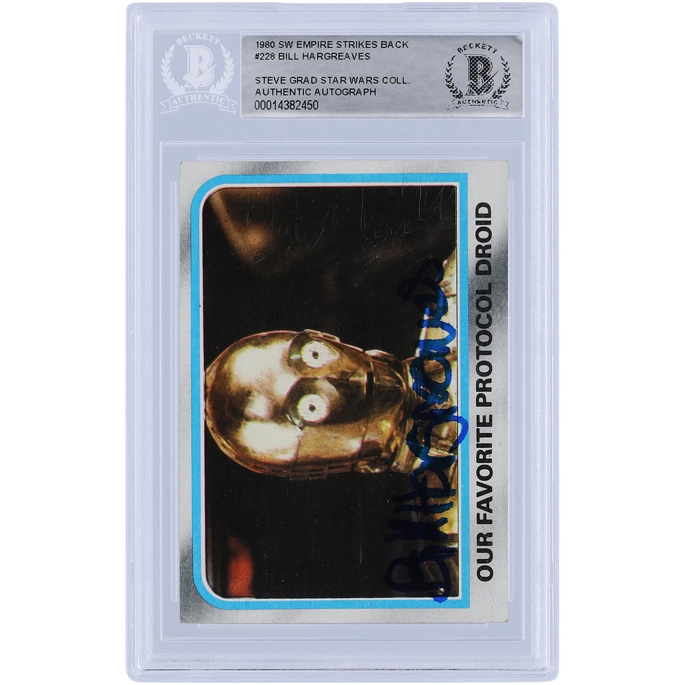 Bill Hargreaves Star Wars Autographed 1980 Topps The Empire Strikes Back #228 BAS Authenticated Card