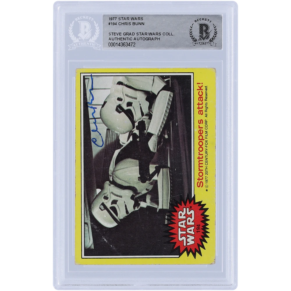 Chris Bunn Star Wars Autographed 1977 Topps Star Wars #194 BAS Authenticated Card