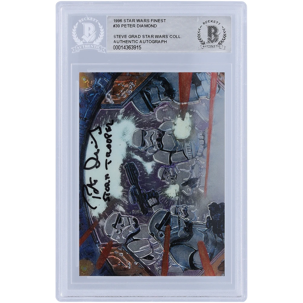 Peter Diamond Star Wars Autographed 1996 Topps Finest #30 BAS Authenticated Card with "Storm Trooper" Inscription