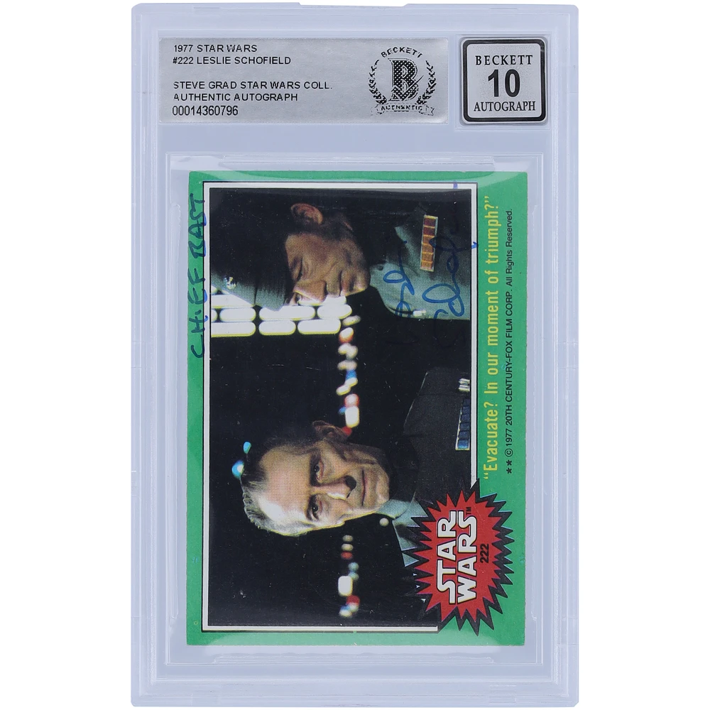 Leslie Schofield Autographed 1977 Topps Star Wars #222 BAS Authenticated 10 Card with "Chief Bast" Inscription