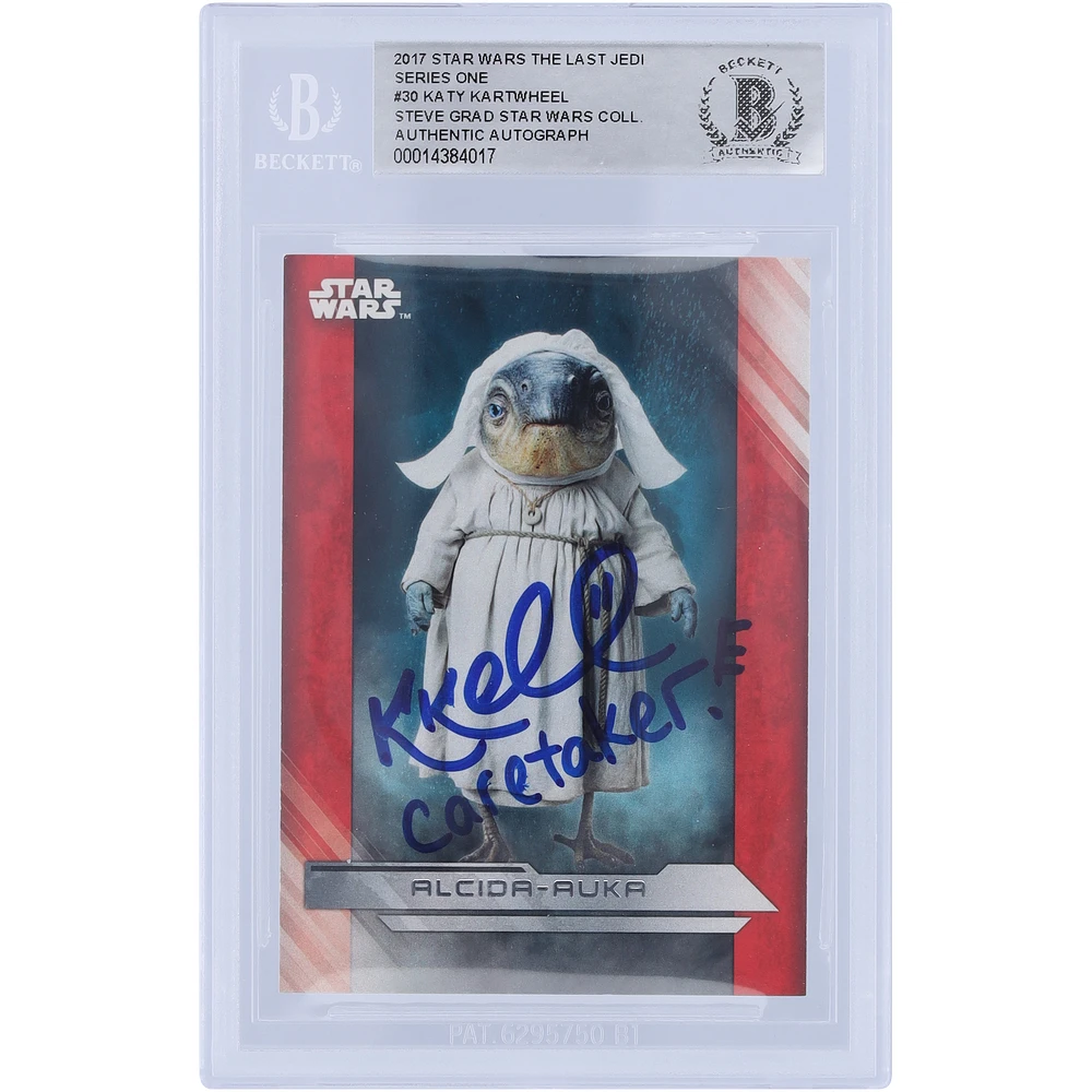 Katy Kartwheel Star Wars Autographed 2017 Topps The Last Jedi #30 BGS Authenticated Card with "Caretaker" Inscription