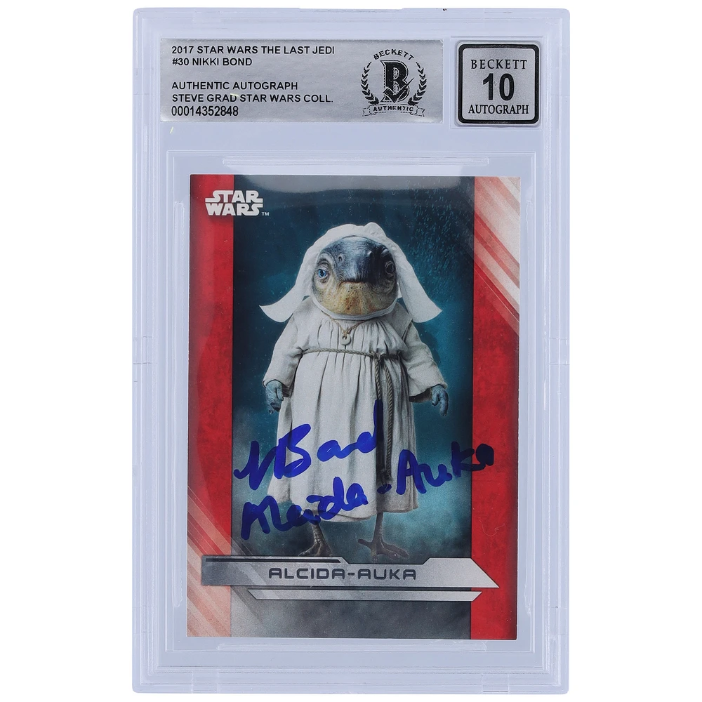 Nikki Bond Star Wars Autographed 2017 Topps The Last Jedi #30 BGS Authenticated 10 Card with "Alcida-Auka" Inscription