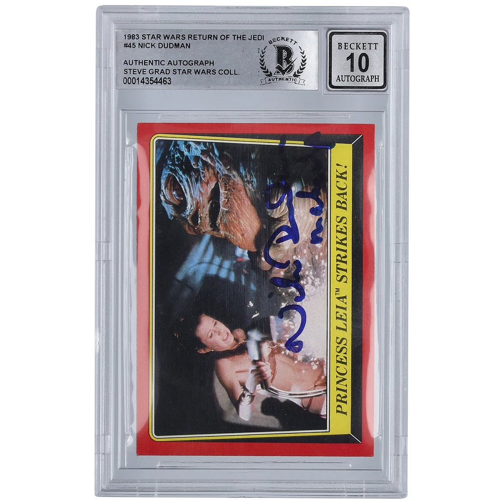 Nick Dudman Star Wars Autographed 1983 Topps Return of the Jedi #45 BGS Authenticated 10 Card with "Make Up" Inscription