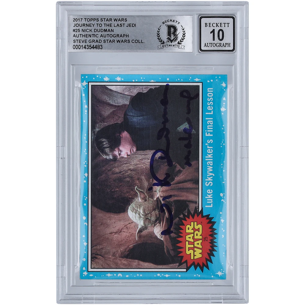 Nick Dudman Star Wars Autographed 2017 Topps Journey To The Last Jedi #25 BGS Authenticated 10 Card with "Make Up" Inscription