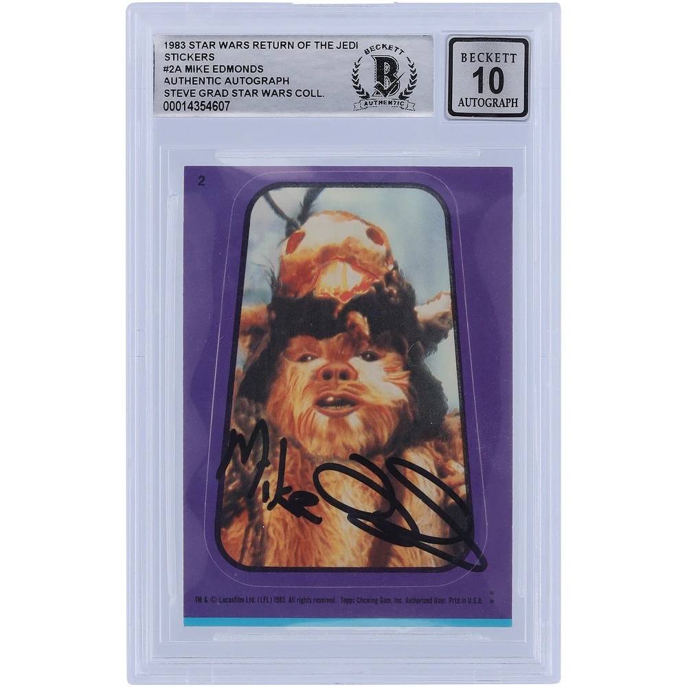 Mike Edmonds Star Wars Autographed 1983 Topps Return of the Jedi Sticker #2A BGS Authenticated 10 Card