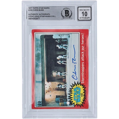 Chris Bunn Star Wars Autographed 1977 Topps Star Wars #103 BGS Authenticated 10 Card