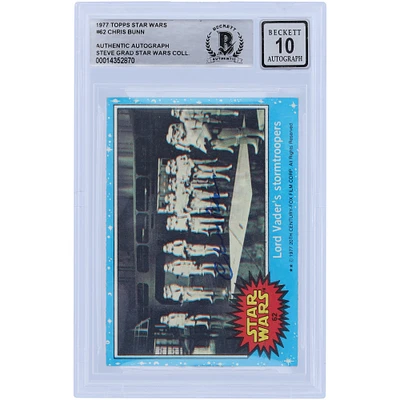 Chris Bunn Star Wars Autographed 1977 Topps Star Wars #62 BGS Authenticated 10 Card
