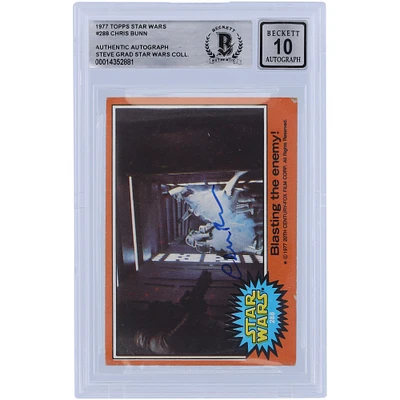 Chris Bunn Star Wars Autographed 1977 Topps Star Wars #288 BGS Authenticated 10 Card