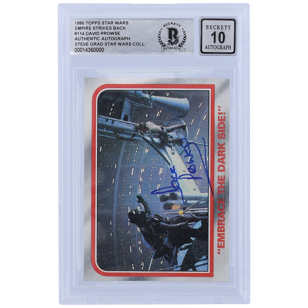 David Prowse Star Wars Autographed 1980 Topps The Empire Strikes Back Darth Vader #114 BGS Authenticated 10 Card