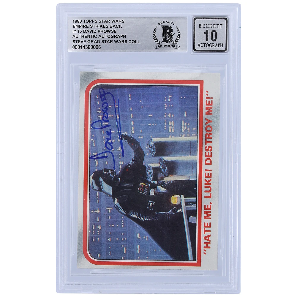 David Prowse Star Wars Autographed 1980 Topps The Empire Strikes Back Darth Vader #115 BGS Authenticated 10 Card
