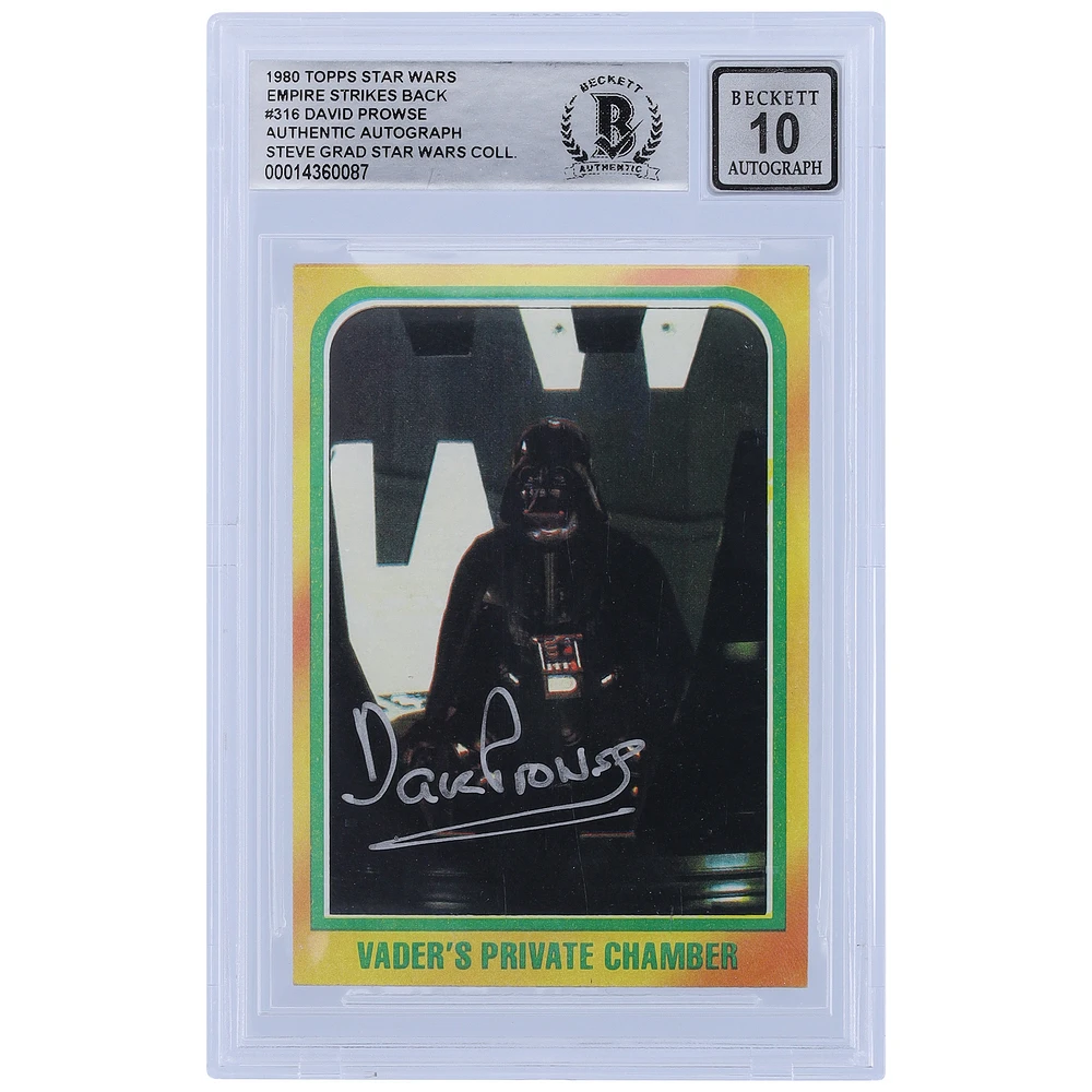 David Prowse Star Wars Autographed 1980 Topps The Empire Strikes Back Darth Vader #316 BGS Authenticated 10 Card
