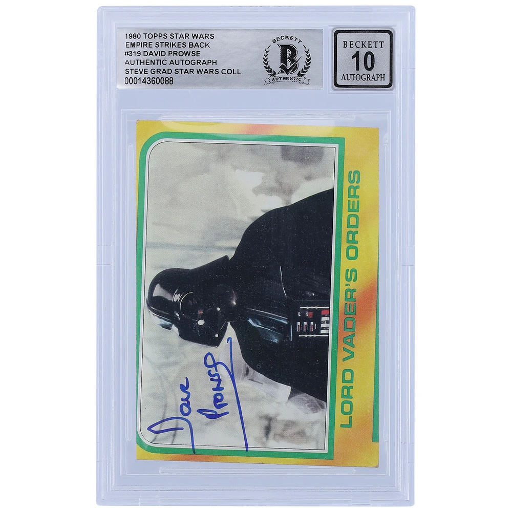 David Prowse Star Wars Autographed 1980 Topps The Empire Strikes Back Darth Vader #319 BGS Authenticated 10 Card