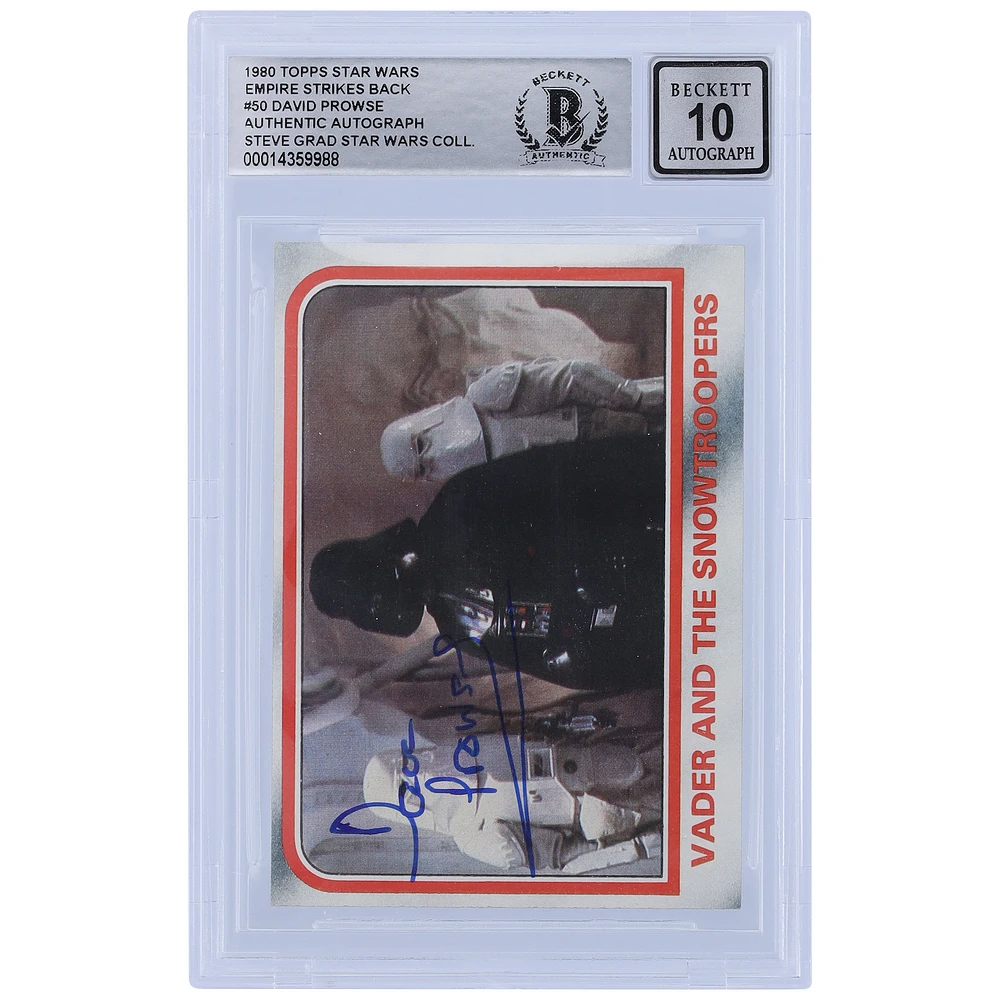 David Prowse Star Wars Autographed 1980 Topps The Empire Strikes Back Darth Vader #50 BGS Authenticated 10 Card