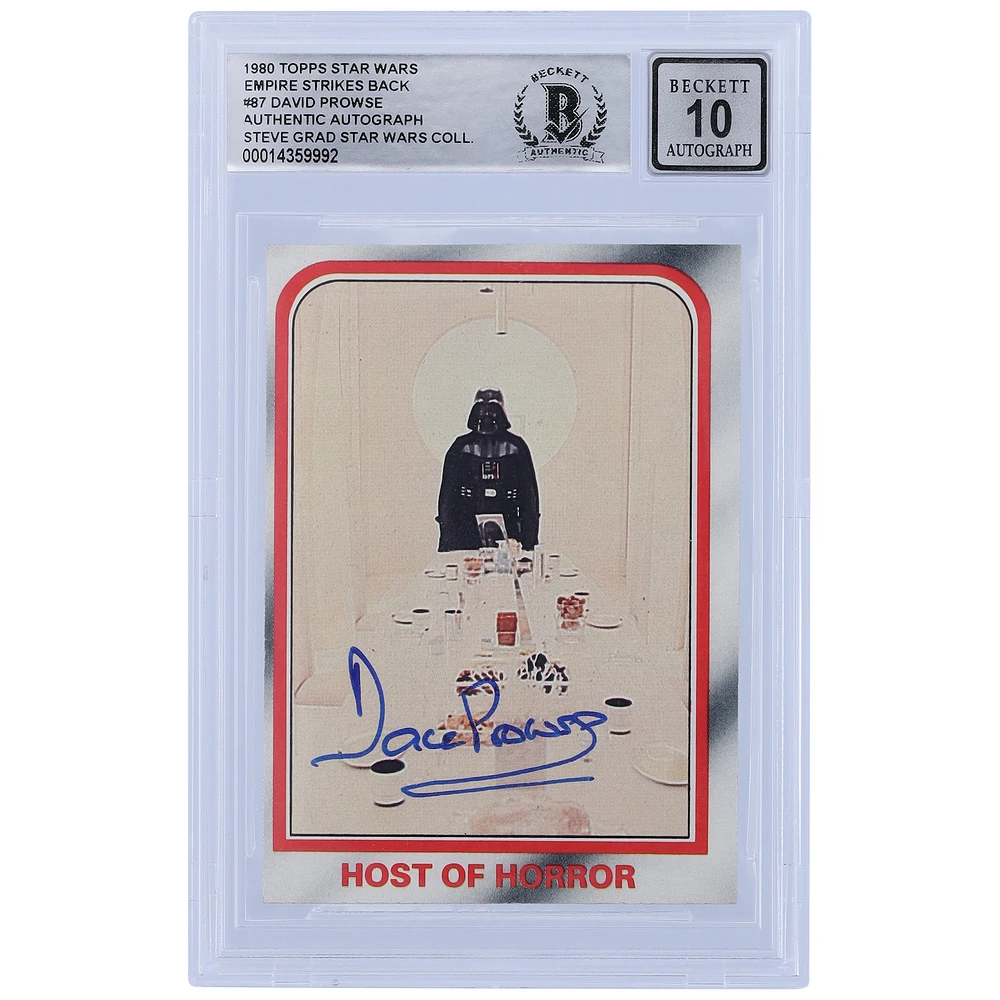 David Prowse Star Wars Autographed 1980 Topps The Empire Strikes Back Darth Vader #87 BGS Authenticated 10 Card