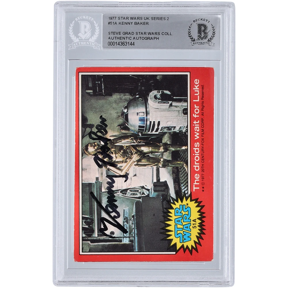 Kenny Baker Autographed 1977 Topps Star Wars UK Series 2 #51A BGS Authenticated Card