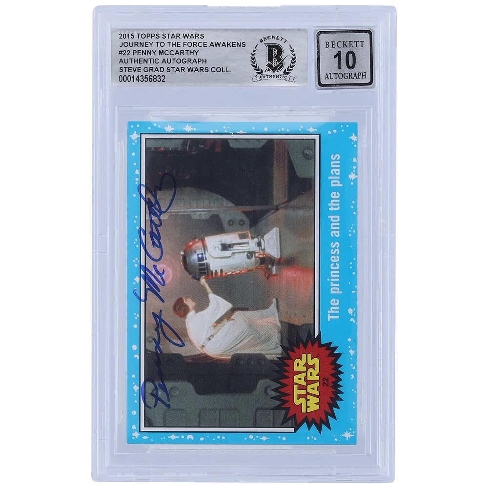 Penny McCarthy Star Wars Autographed 2015 Topps Journey To The Force Awakens #22 BGS Authenticated 10 Card