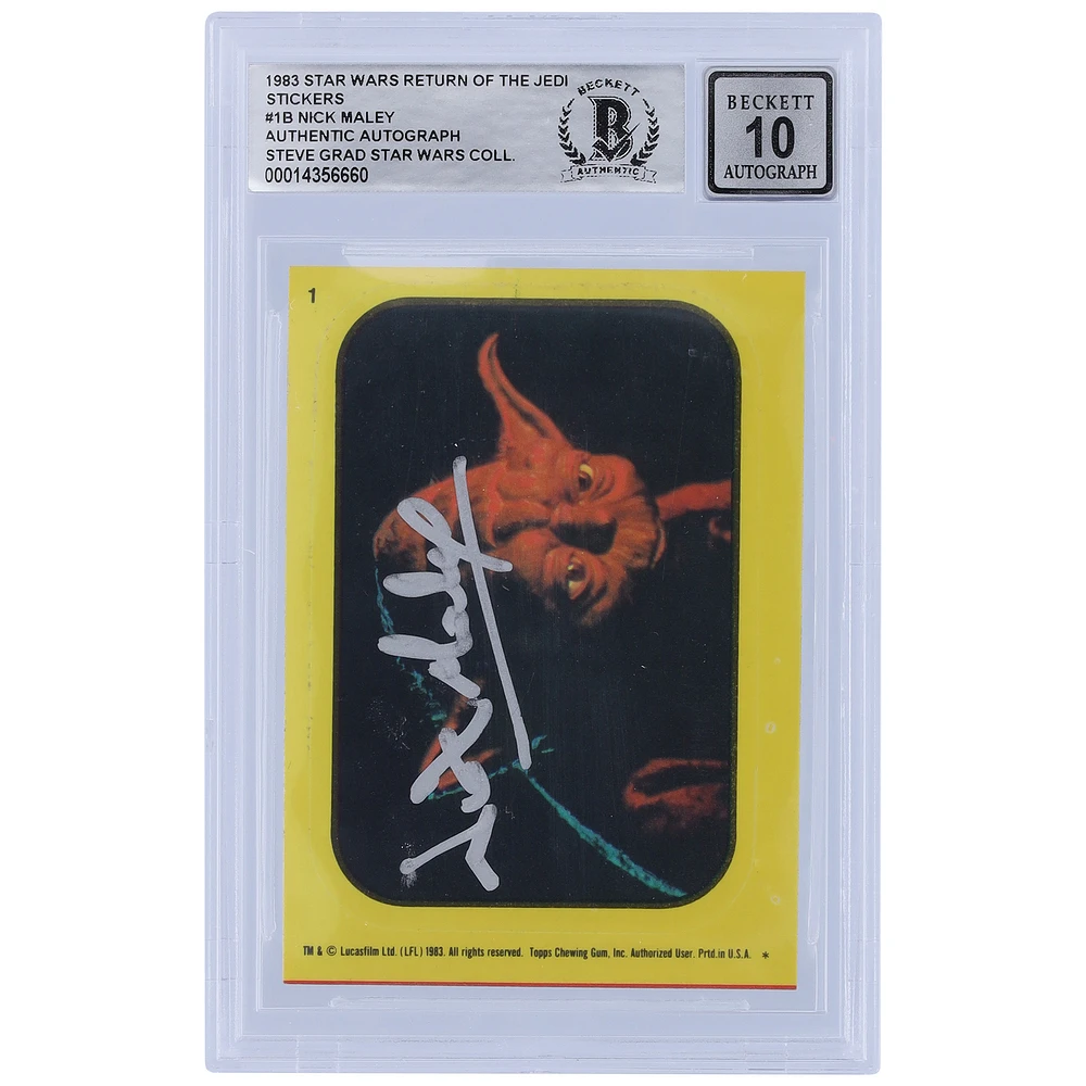 Nick Maley Star Wars Autographed 1983 Topps Return of the Jedi Stickers #1B BGS Authenticated 10 Card