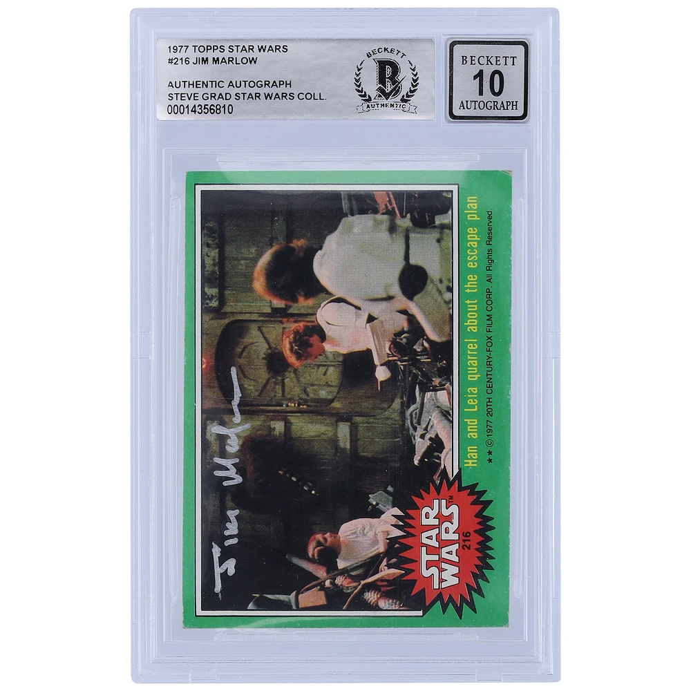 Jim Marlow Autographed 1977 Topps Star Wars Series 1 #216 BGS Authenticated 10 Card