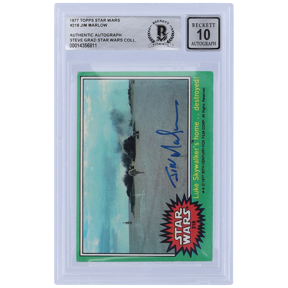 Jim Marlow Autographed 1977 Topps Star Wars Series 1 #218 BGS Authenticated 10 Card