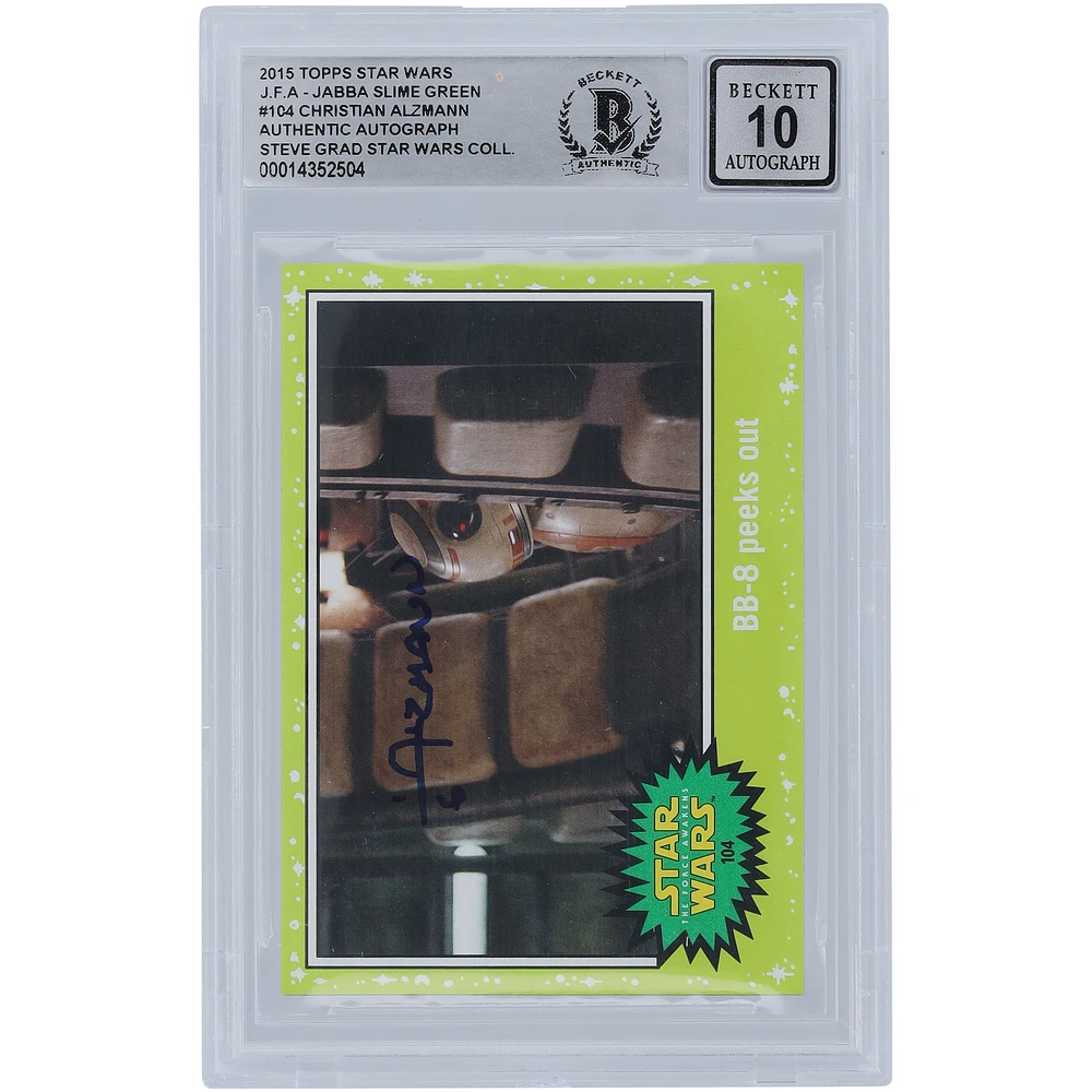 Christian Alzmann Star Wars Autographed 2015 Topps Journey To The Force Awakens Slime Green #104 BGS Authenticated 10 Card