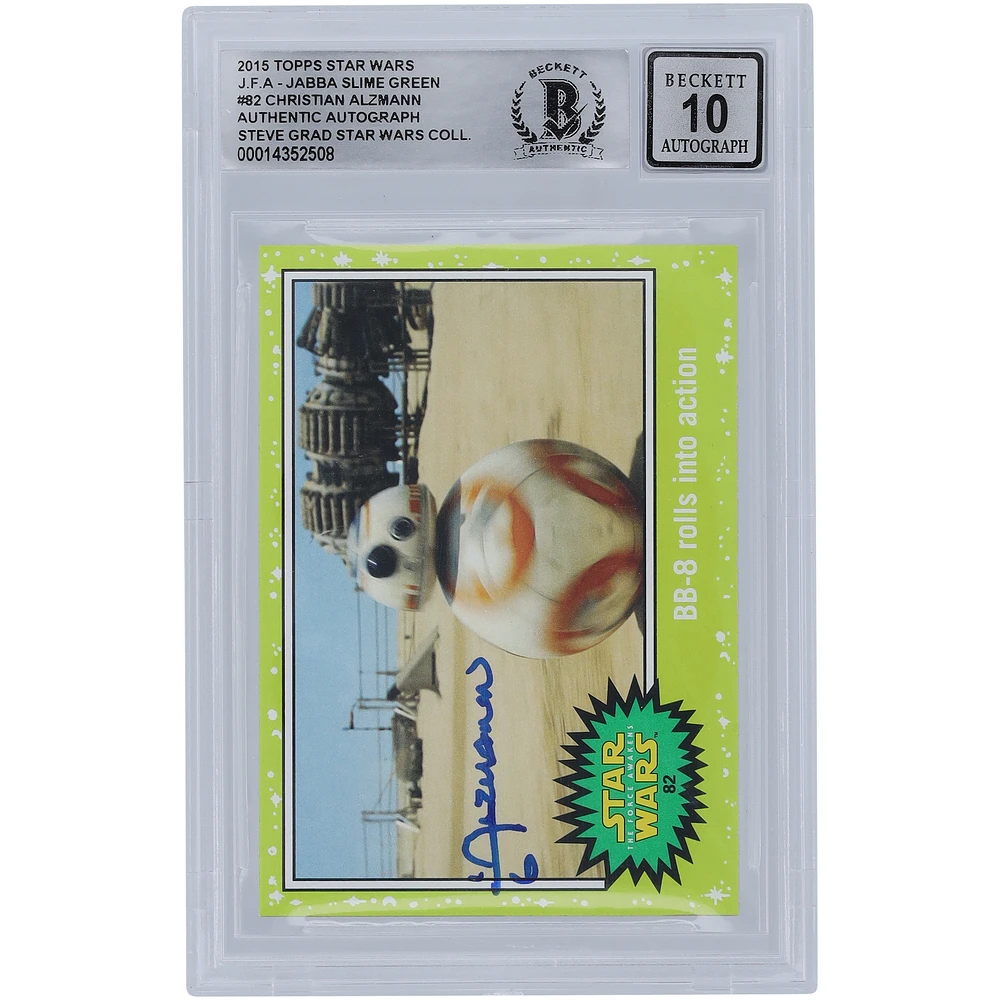 Christian Alzmann Star Wars Autographed 2015 Topps Journey To The Force Awakens Slime Green #82 BGS Authenticated 10 Card