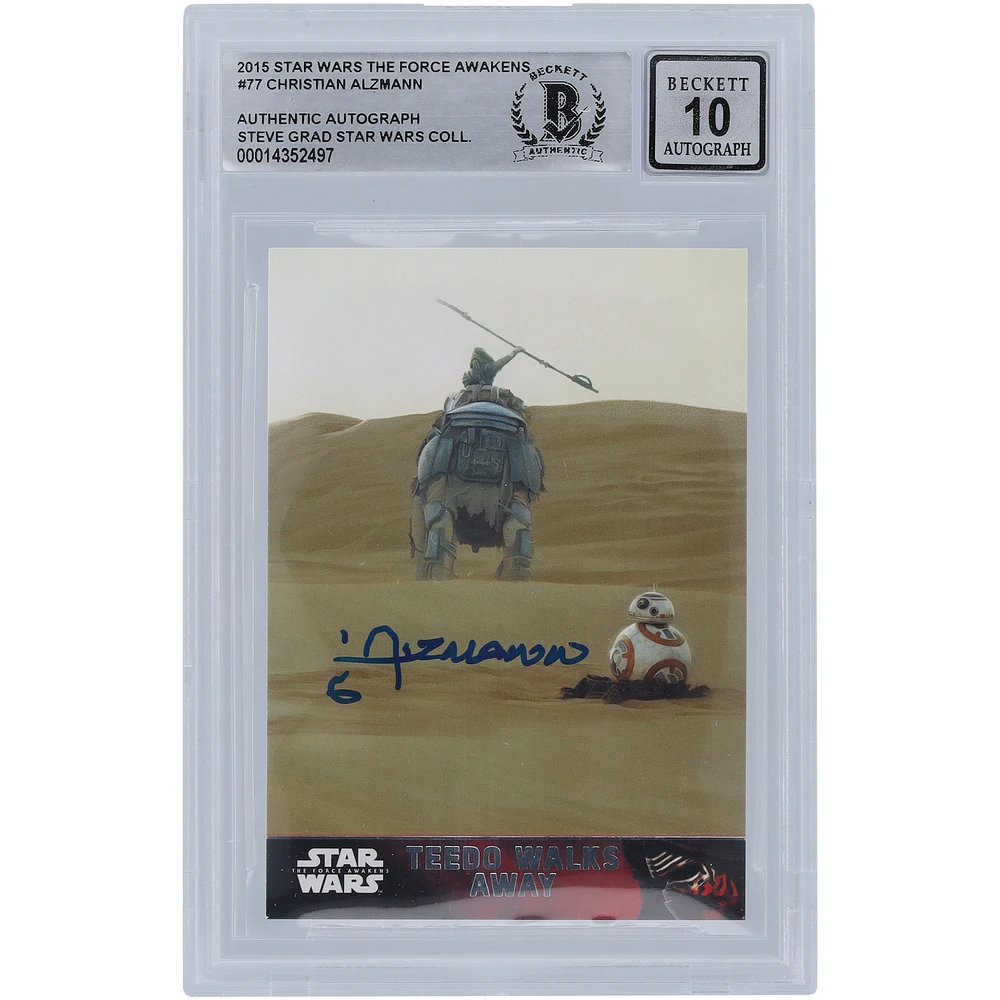 Christian Alzmann Star Wars Autographed 2015 Topps The Force Awakens #77 BGS Authenticated 10 Card
