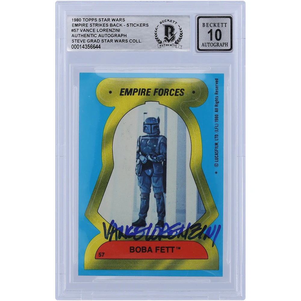 Vance Lorenzini Star Wars Autographed 1980 Topps The Empire Strikes Back Stickers #57 BGS Authenticated 10 Card