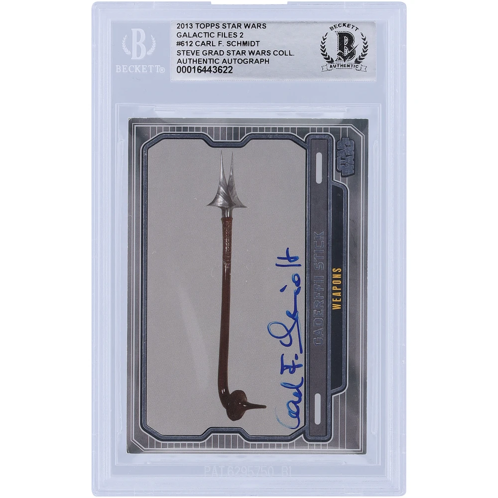 Carl Schmidt Star Wars Autographed 2013 Topps Galactic Files 2 #612 BGS Authenticated Authentic Card