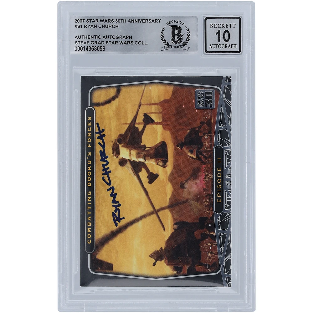 Ryan Church Star Wars Autographed 2007 Topps 30th Anniversary #61 BGS Authenticated 10 Card