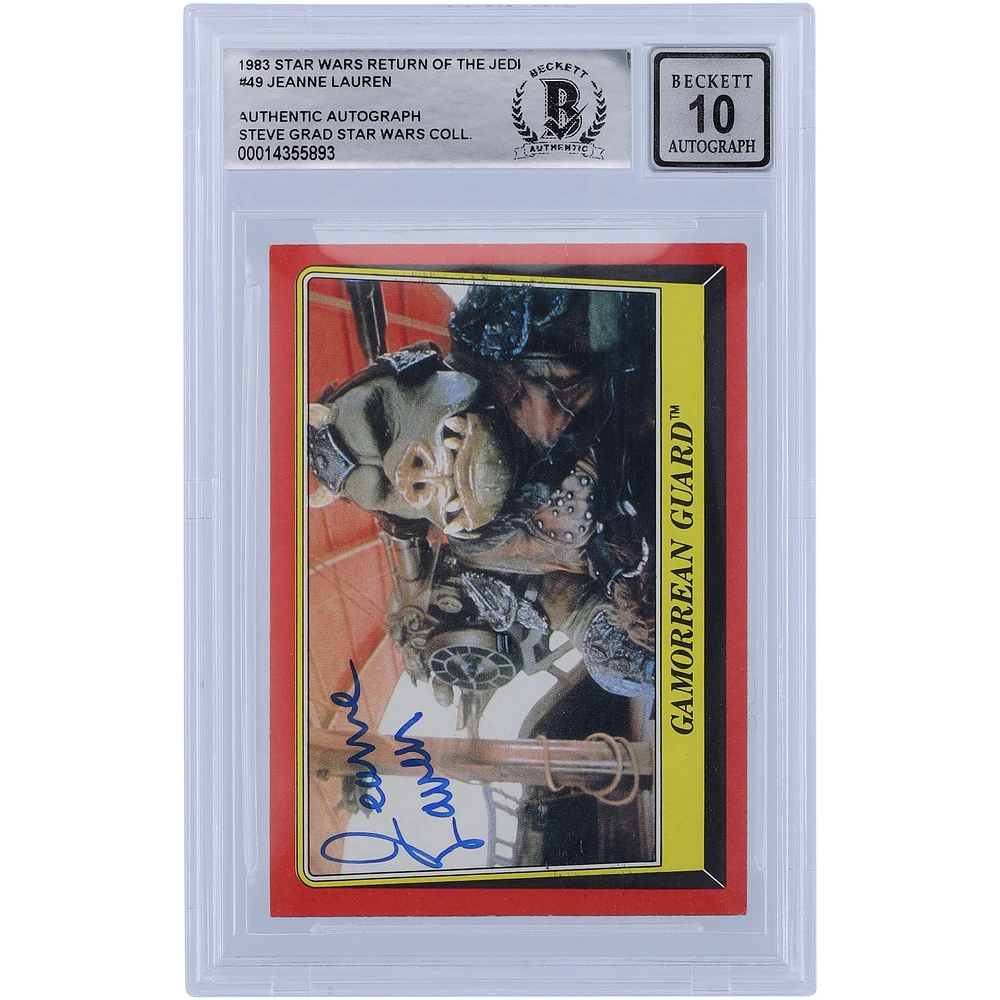 Jeanne Lauren Star Wars Autographed 1983 Topps Return of the Jedi #49 BGS Authenticated 10 Card