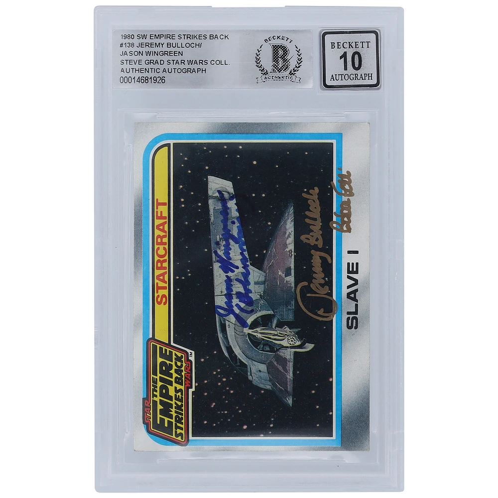 Jeremy Bulloch and Jason Wingreen Star Wars Autographed 1980 Topps The Empire Strikes Back #138 BGS Authenticated 10 Auto Grade Card with "Boba Fett & Boba's Voice" Inscription