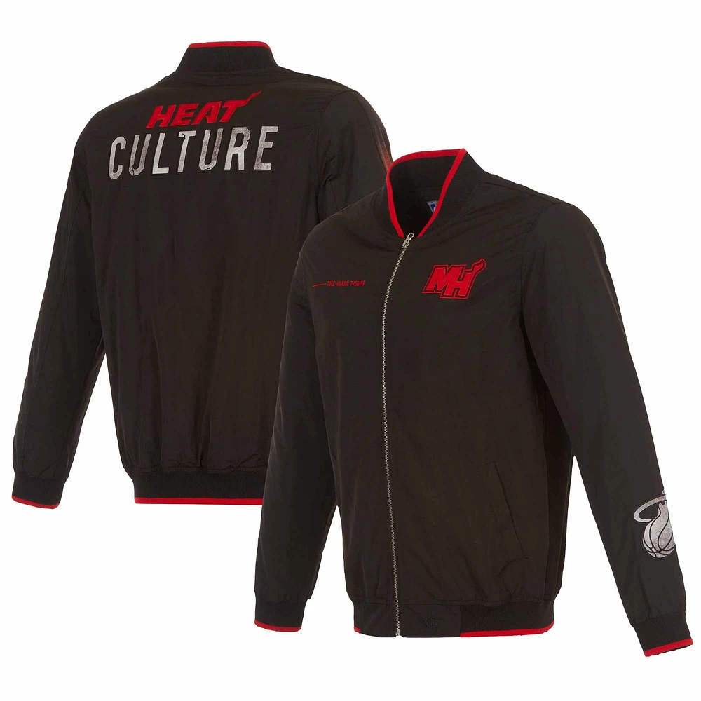 Men's JH Design Black Miami Heat 2023/24 City Edition Full-Zip Bomber Jacket