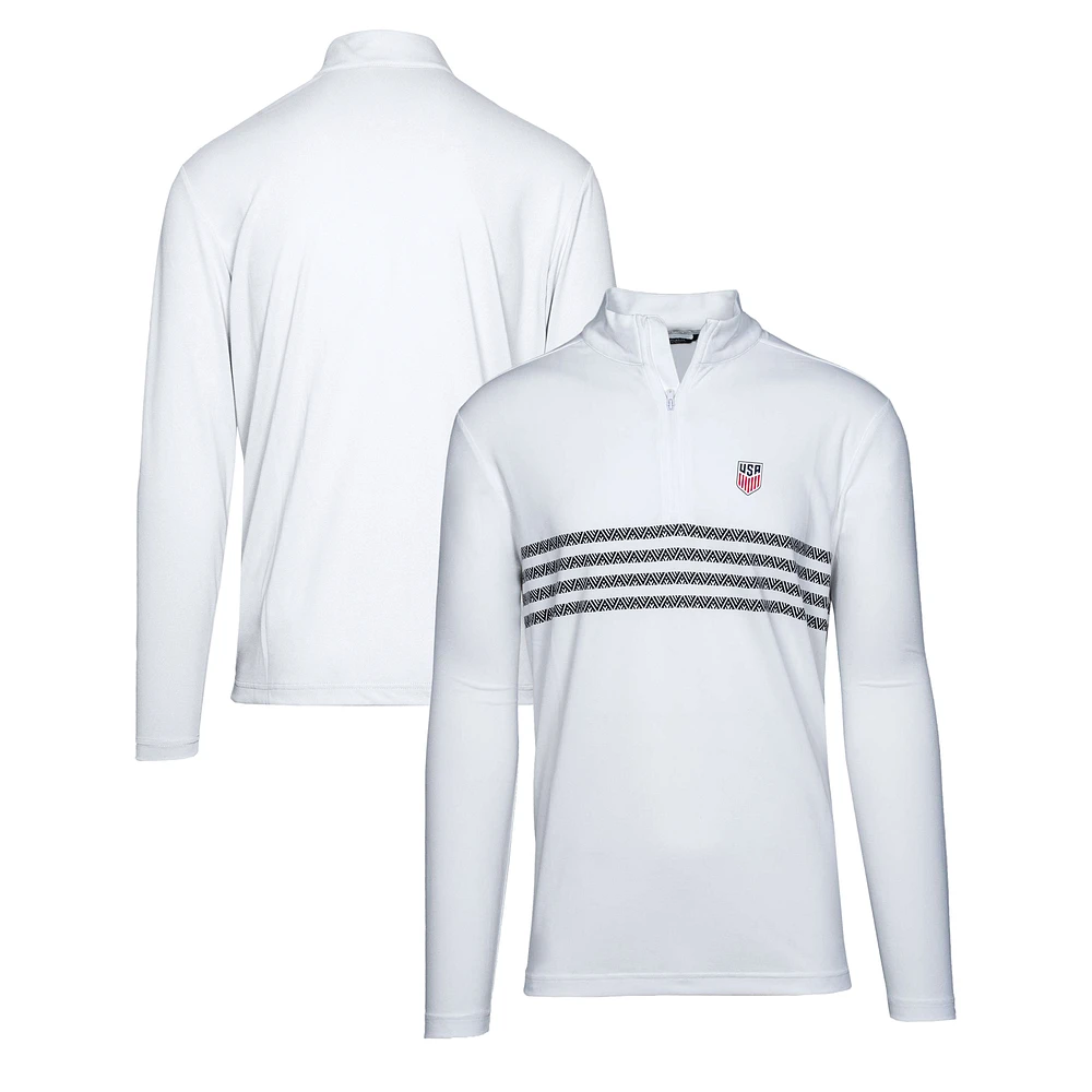Men's Levelwear White USMNT Asher Quarter-Zip Pullover Top