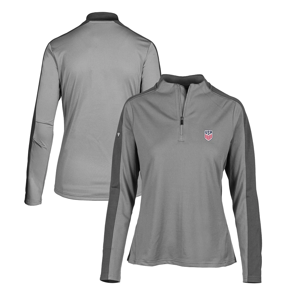 Women's Levelwear Charcoal USMNT Remi Quarter-Zip Pullover Top