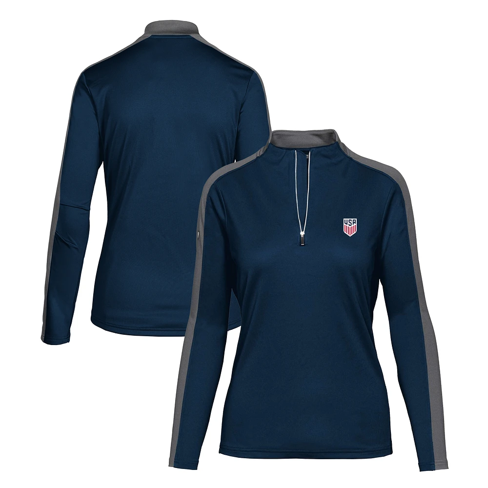 Women's Levelwear Navy USMNT Remi Quarter-Zip Pullover Top