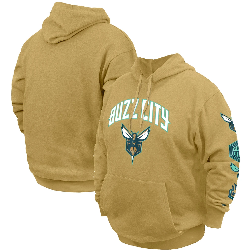 Men's New Era Tan Charlotte Hornets Big & Tall 2023/24 City Edition Pullover Hoodie