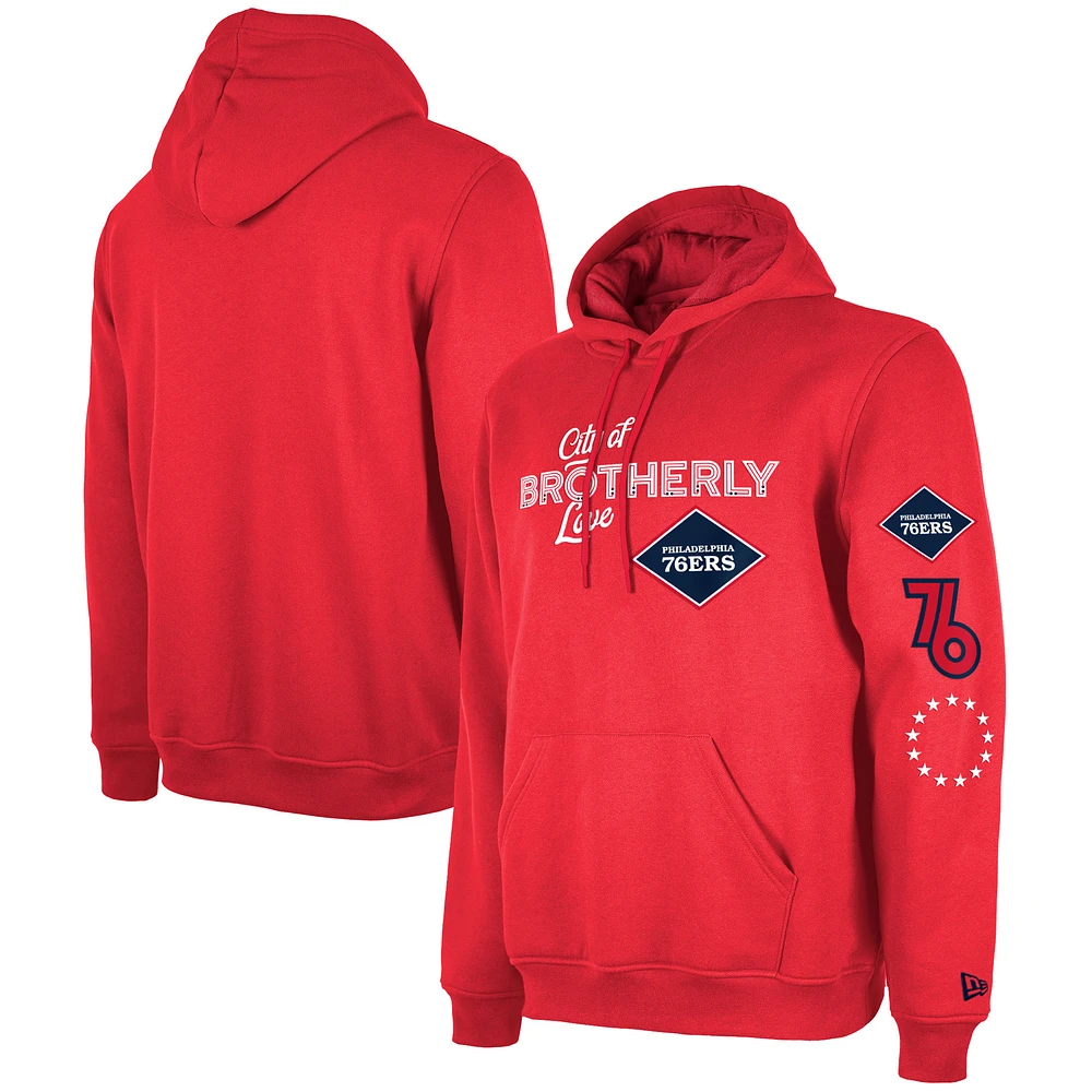 Men's New Era Red Philadelphia 76ers Big & Tall 2023/24 City Edition Jersey Pullover Hoodie