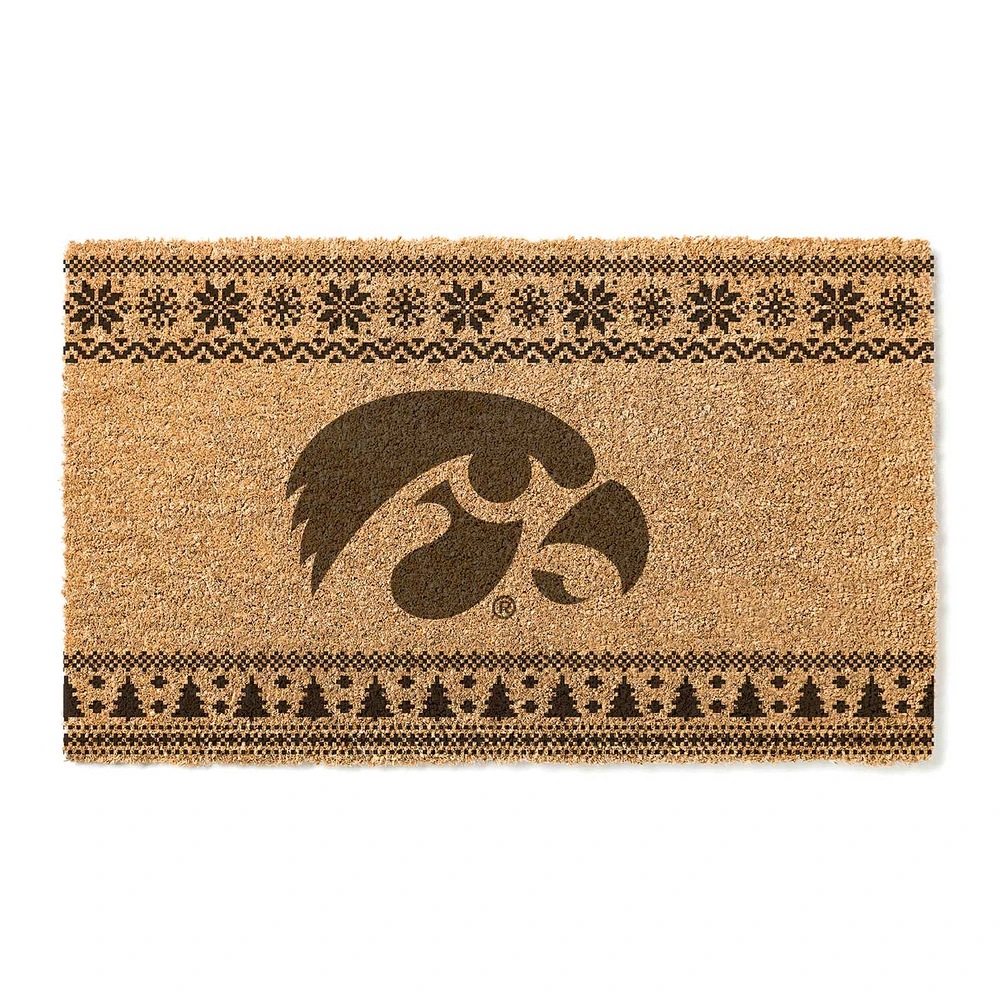 Iowa Hawkeyes 18" x 30" Holiday Coir Doormat