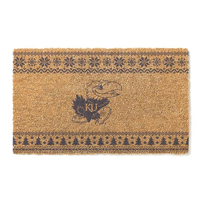 Kansas Jayhawks 18" x 30" Holiday Coir Doormat