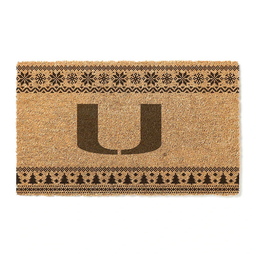Miami Hurricanes 18" x 30" Holiday Coir Doormat