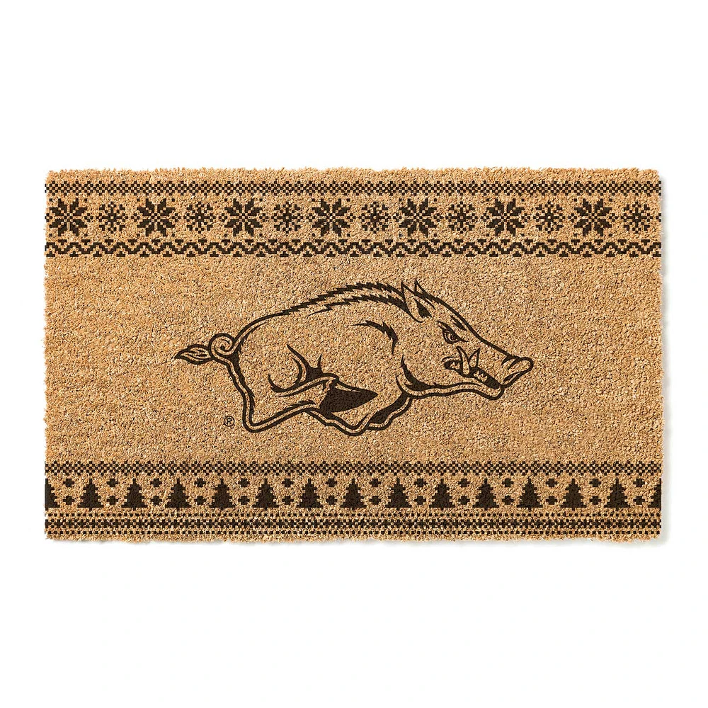 Arkansas Razorbacks 18" x 30" Holiday Coir Doormat
