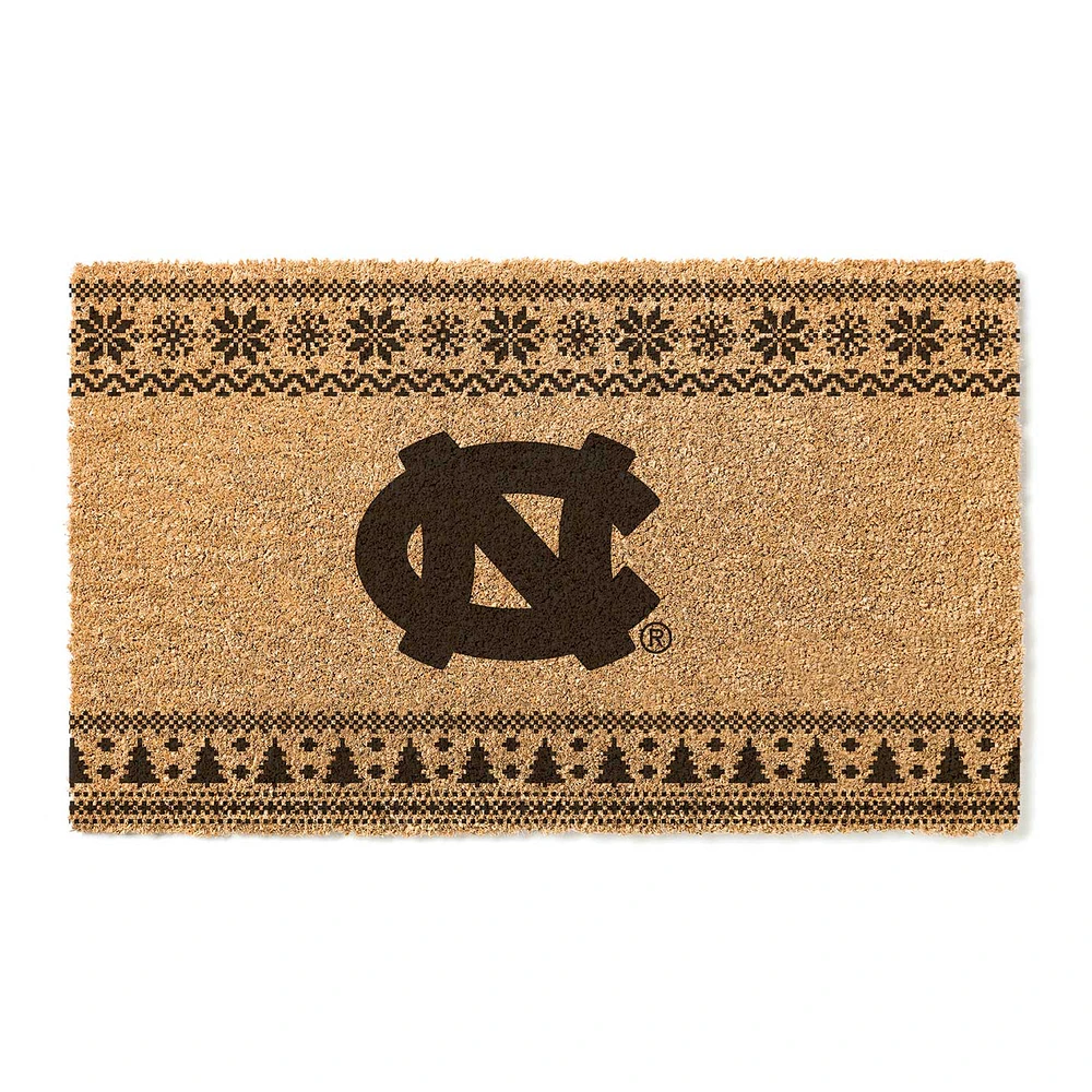 North Carolina Tar Heels 18" x 30" Holiday Coir Doormat