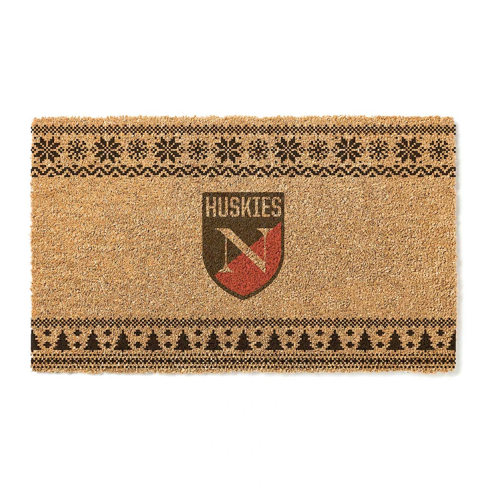 Northeastern Huskies 18" x 30" Holiday Coir Doormat